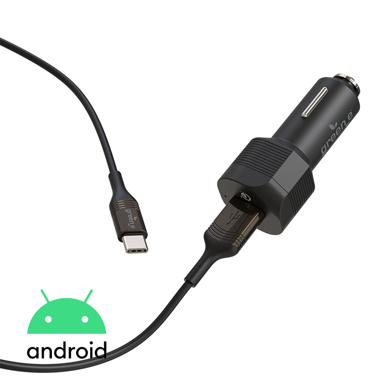 Kit de charge rapide éco-conçu pour la voiture avec chargeur 1 USB Quick Charge 18W et câble USB-C vers USB 1,30 m